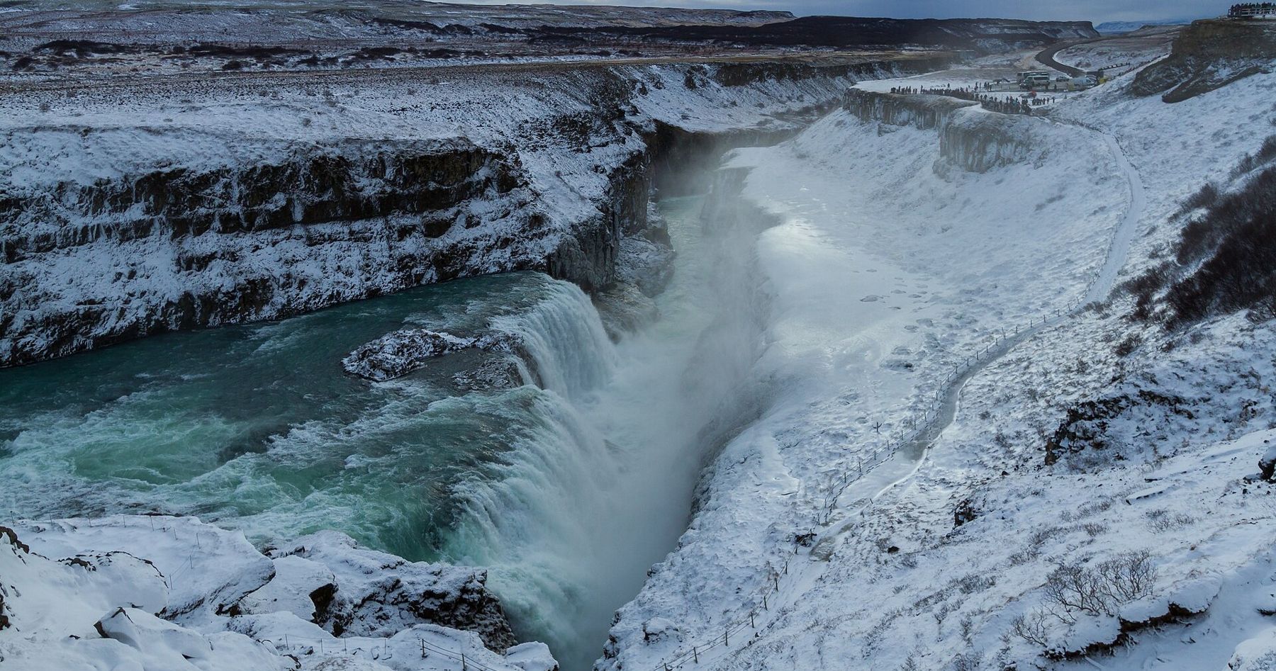 Il Circolo d'Oro: la faglia, i geyser, Gullfoss, Islanda in inverno